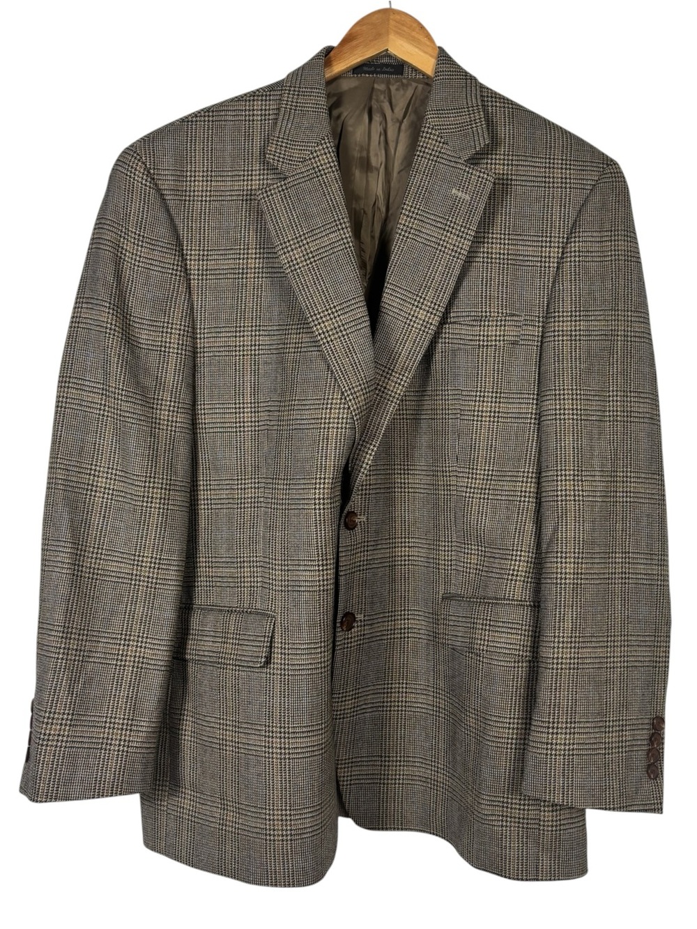 Lauren Ralph Lauren Mens 44R Brown Glen Plaid Check Lambswool Sport Coat Blazer